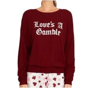 NWOT Wildfox Love's a Gamble Pullover Top, Small